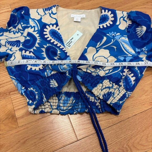 House f arlow 960 lue ream loral inen lend iece kirt et - Picture 9 of 15